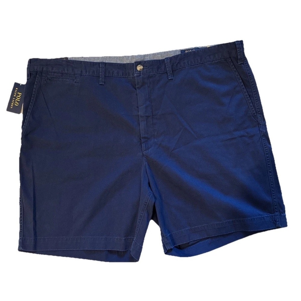 Polo Ralph Lauren Shorts Mens 46B Navy Classic Fit Chino Dress Flat Front Cotton - Picture 3 of 12